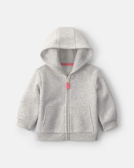 baby girl fleece zip-up hoodie - grey