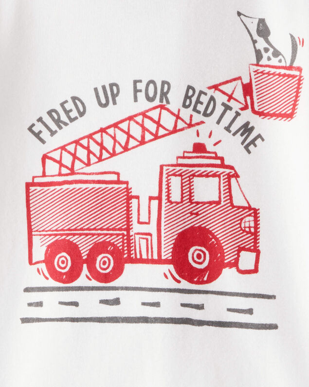 Product image 2 of Toddler Boy Firetruck Print 100% Cotton Long-Sleeve 4-Piece Pajamas - Red/White