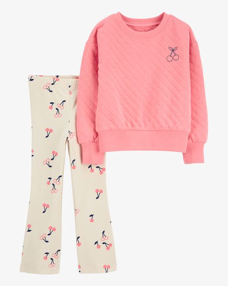  Product image 1 of Toddler 2-Piece Cherry Doubleknit Pullover & Flare Legging Set