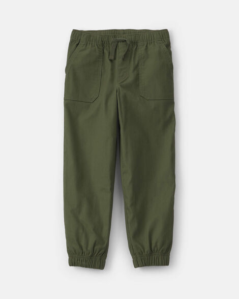 boys twill joggers - olive green