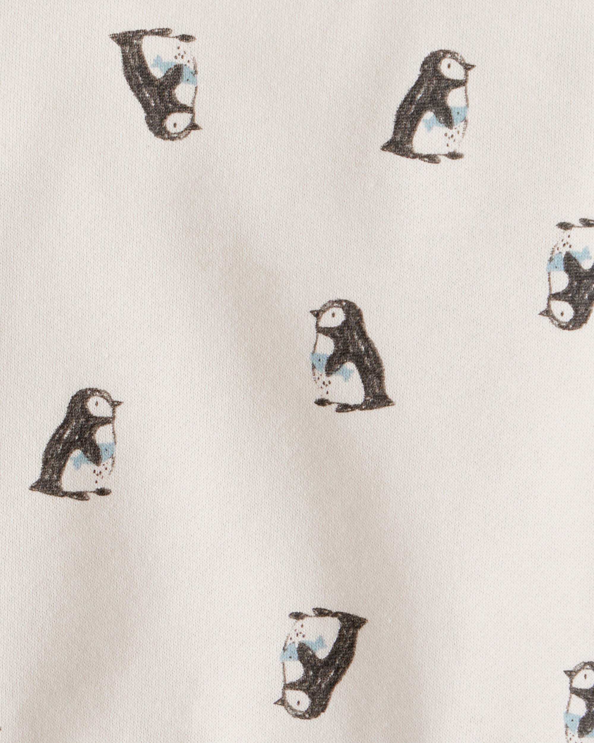 Baby Boy DayDream Fleece Penguin Print Sweatshirt - Cream