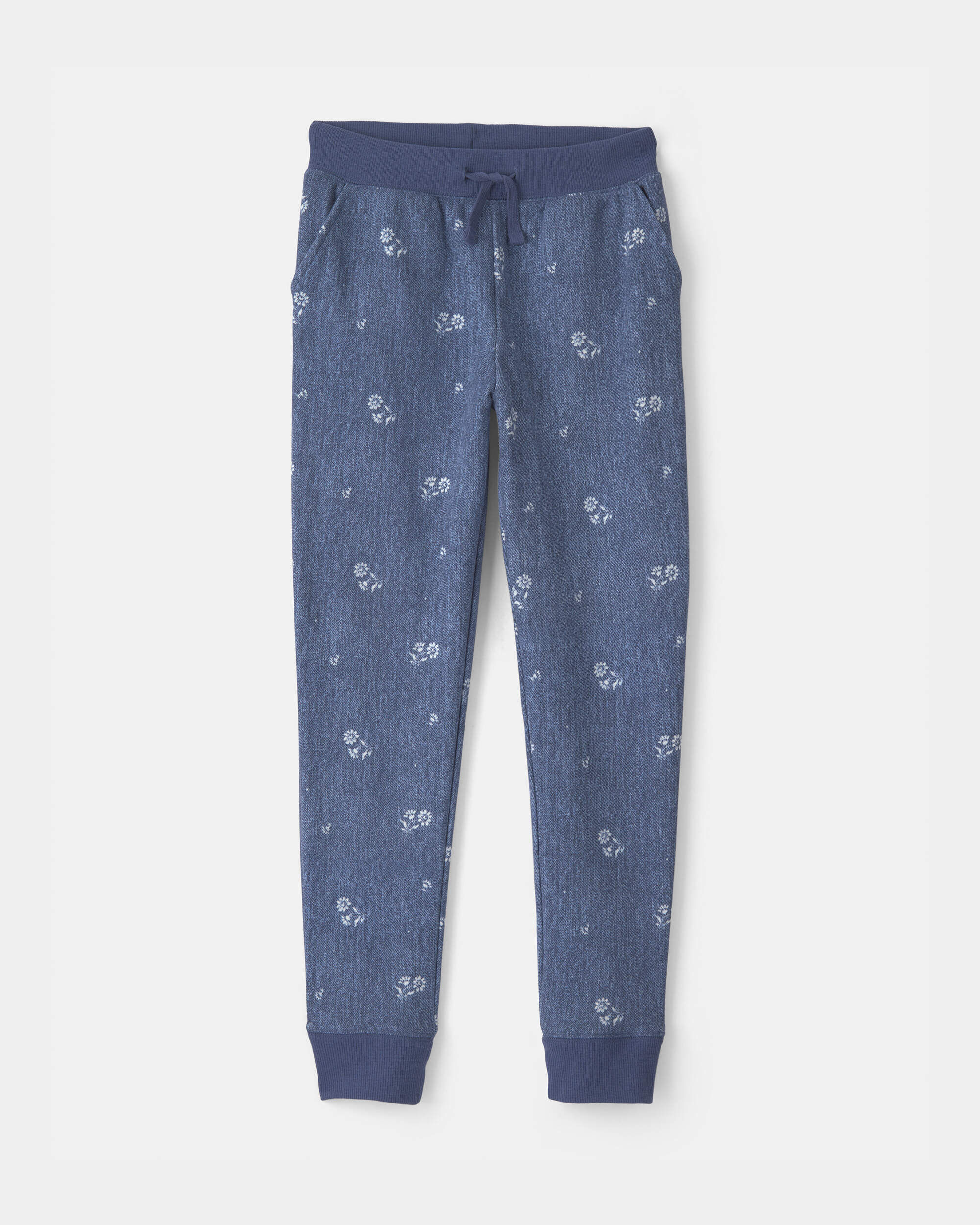OshKosh Bgosh Girls Floral Drawstring Knit Joggers 10 Blue 15$