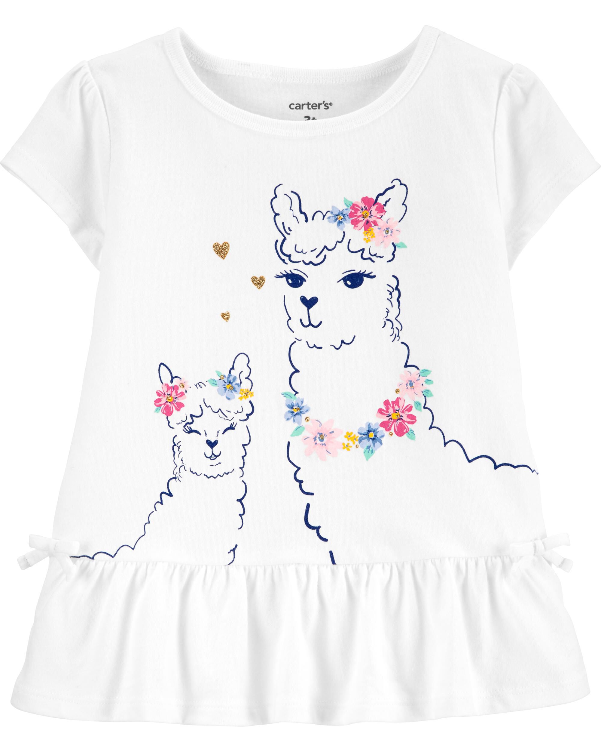 *CLEARANCE* Floral Llama Peplum Jersey Top