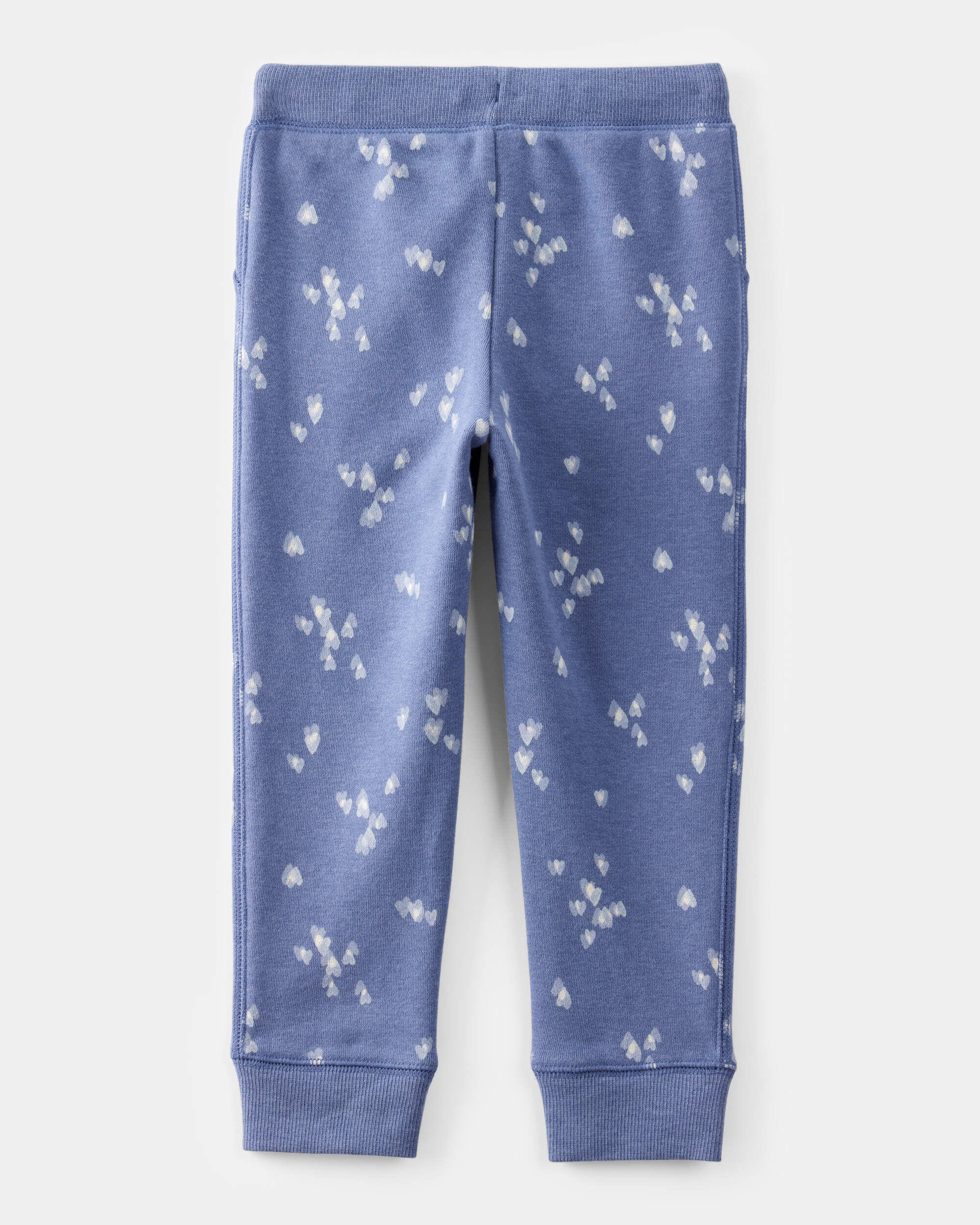 Toddler Girl Heart Print Fleece Drawstring Joggers - Blue