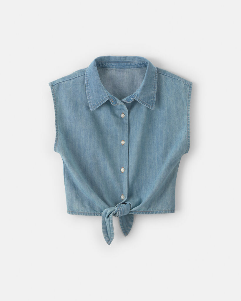 OshKosh B'gosh Girls Cropped Denim Tie-Front Top 10 Blue