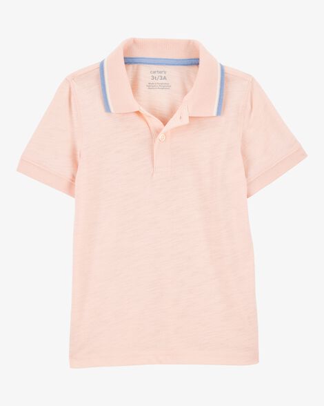  Product image 1 of Toddler Ribbed Collar Polo Shirt - Pink