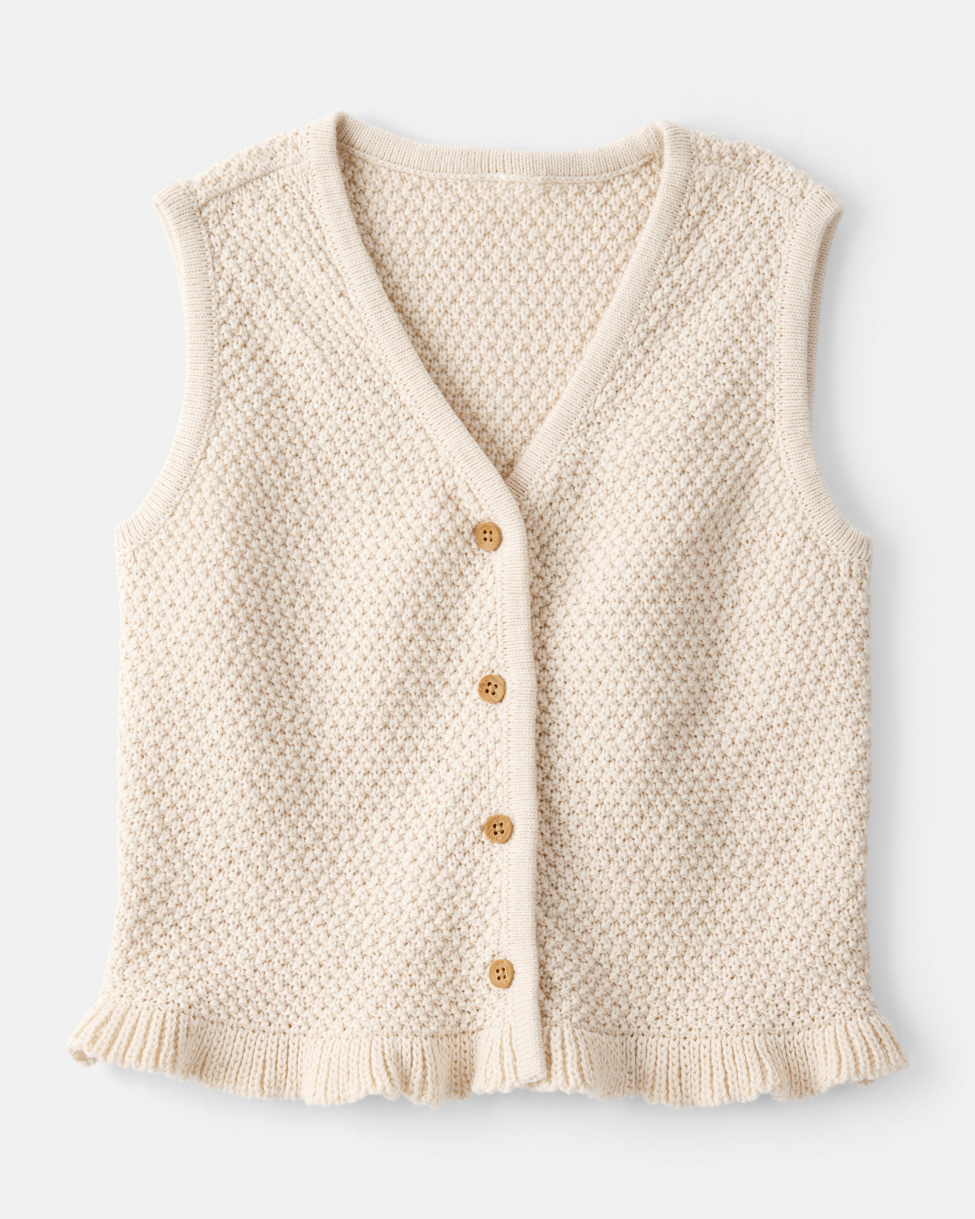Toddler Girl Button-Up Sleeveless Vest - Cream