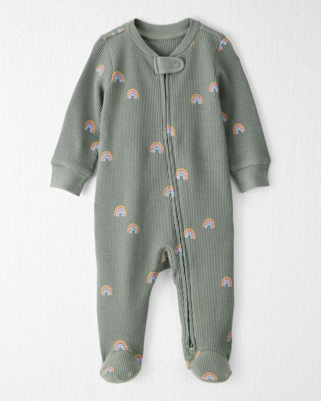 Product image 1 of Baby Waffle Knit Sleep & Play Pajamas in Magical Rainbow Print Made with Organic Cotton