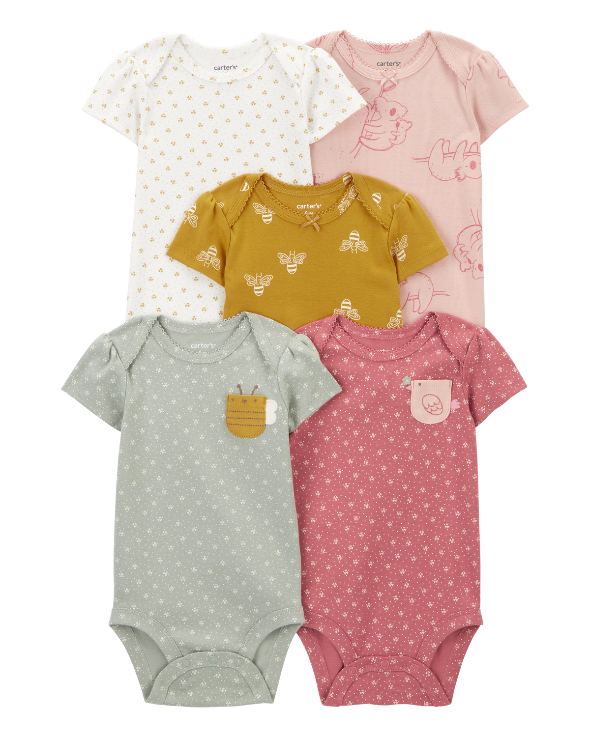 Carter's 5-Pack Short-Sleeve Bodysuits Koala