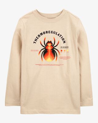 Product image 1 of Kid Spider Cotton Blend Long-Sleeve Tee - Khaki