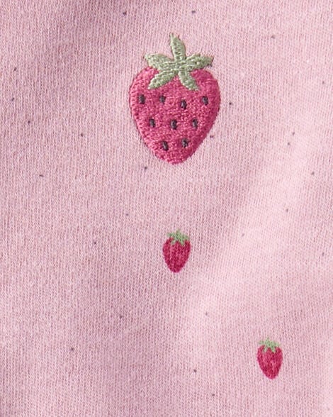 Baby Girl Strawberry Print 100% Cotton Sleep & Play - Pink