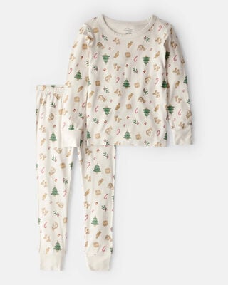 Kid Dog Print PurelySoft 2-Piece Pajamas - White