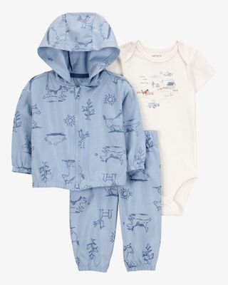 Product image 1 of Baby Dog 3-Piece Cardigan Set - Blue/White