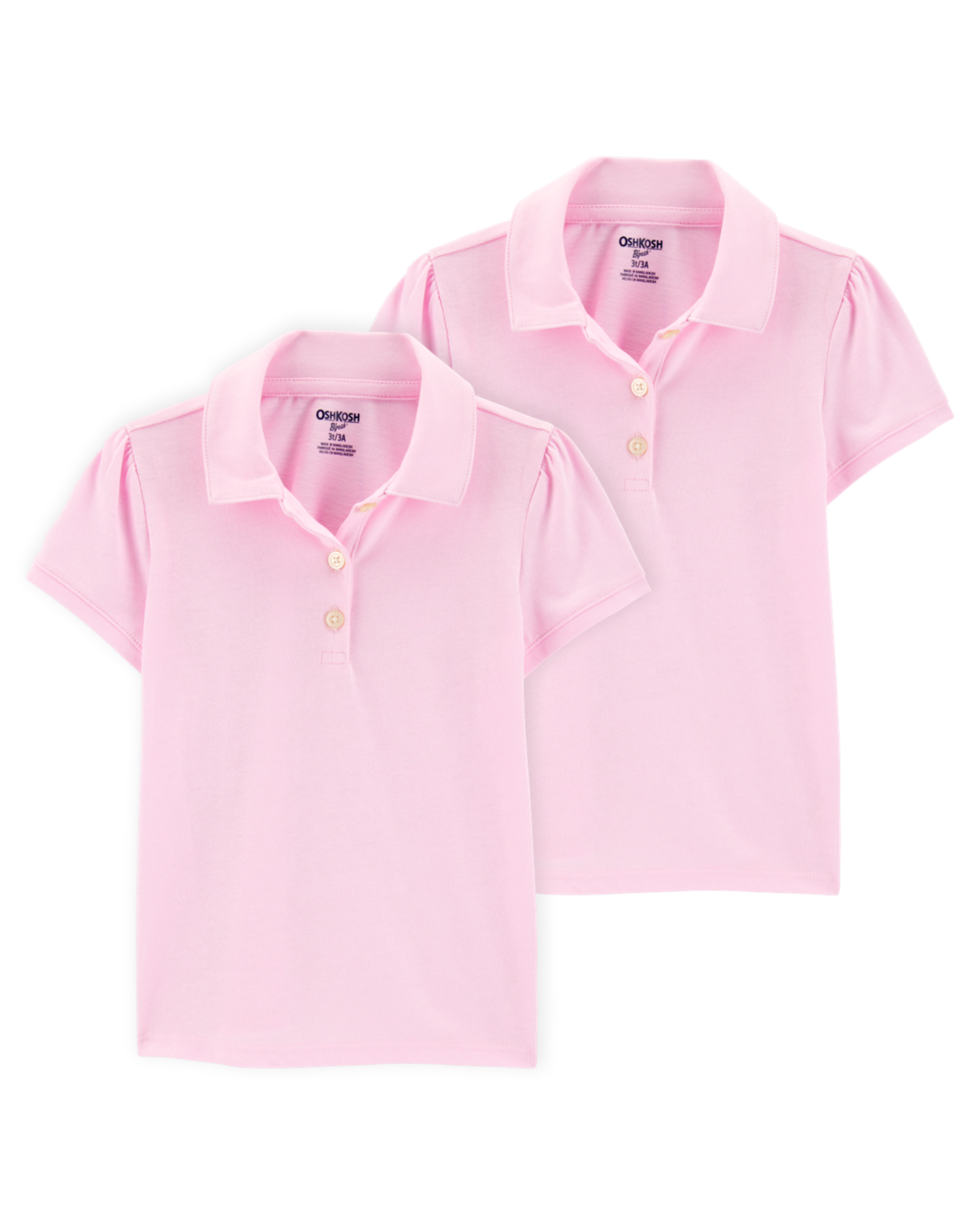 Toddler 2-Pack Pique Uniform Polo Shirts - Pink