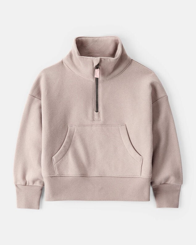 Product image 1 of Toddler Girl Long-Sleeve Quarter-Zip Pullover Sweatshirt - Brown
