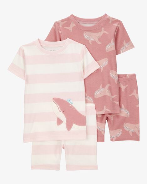 Product image 1 of Baby Whale Print Snug Fit Cotton 4-Piece Pajamas