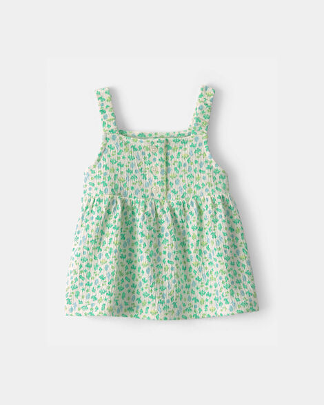 toddler girl floral tank top - green