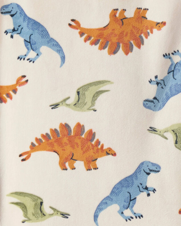 Product image 2 of Boys Dinosaur Print Velour Long-Sleeve Snug Fit 2-Piece Pajamas - Tan