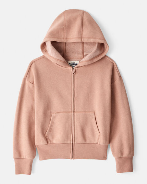 Girls DayDream Fleece Long-Sleeve Hooded Zip-Up Jacket - Brown