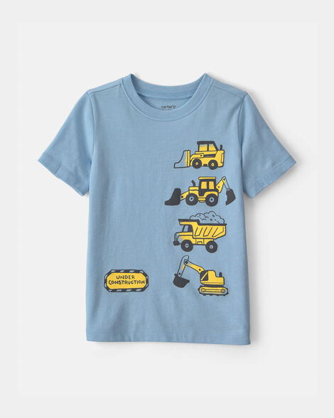toddler boy construction graphic tee - blue