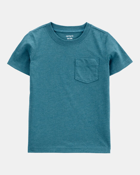 baby solid short-sleeve pocket tee - teal