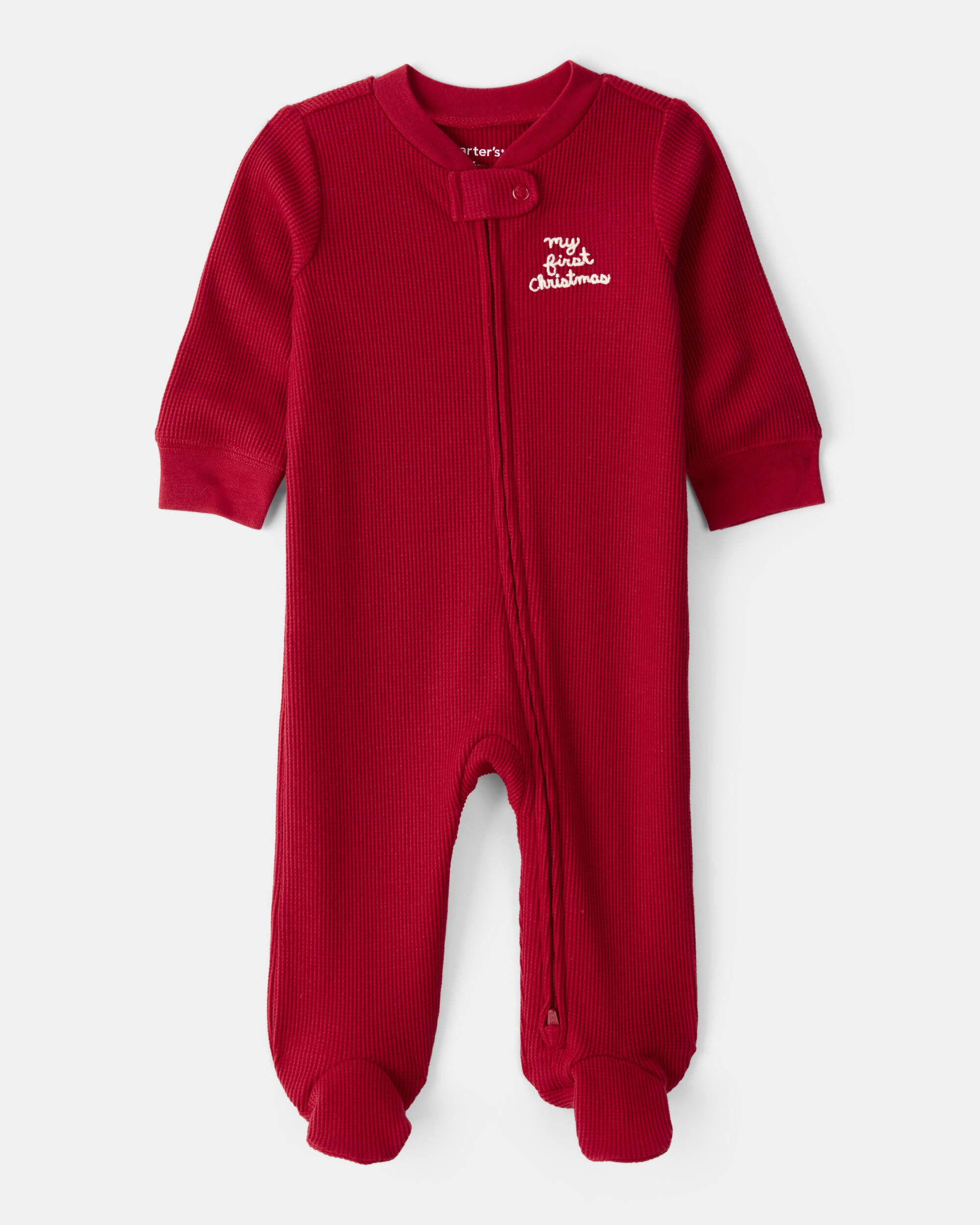 Baby My First Christmas Holiday Red Cotton Sleep & Play Pajamas