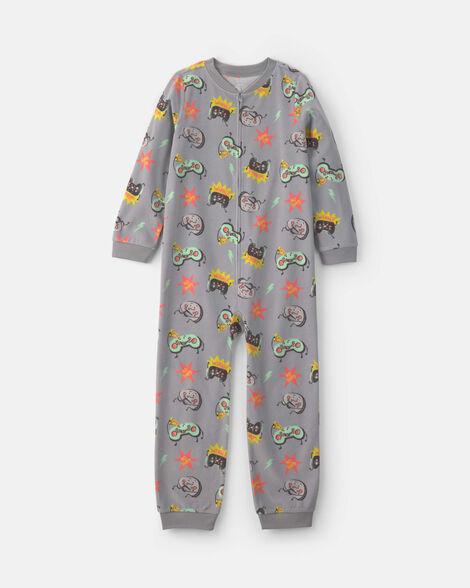 boys 1-piece gamer fleece loose fit pajama - grey