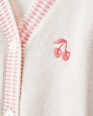 Product image 2 of Baby Girl Cherry Cotton Long-Sleeve Sweater - Ivory