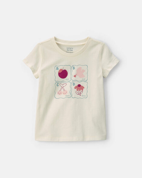 toddler girl 'abc' graphic tee - cream