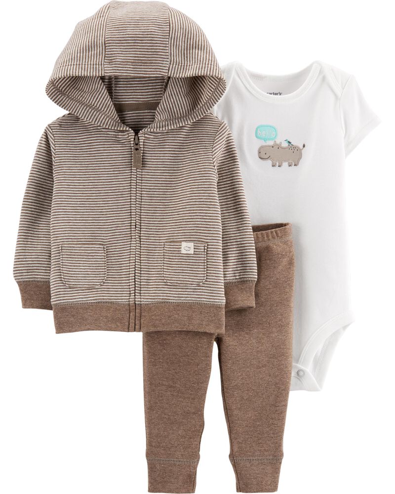 3 Piece Hippo Little Jacket Set Carters Com