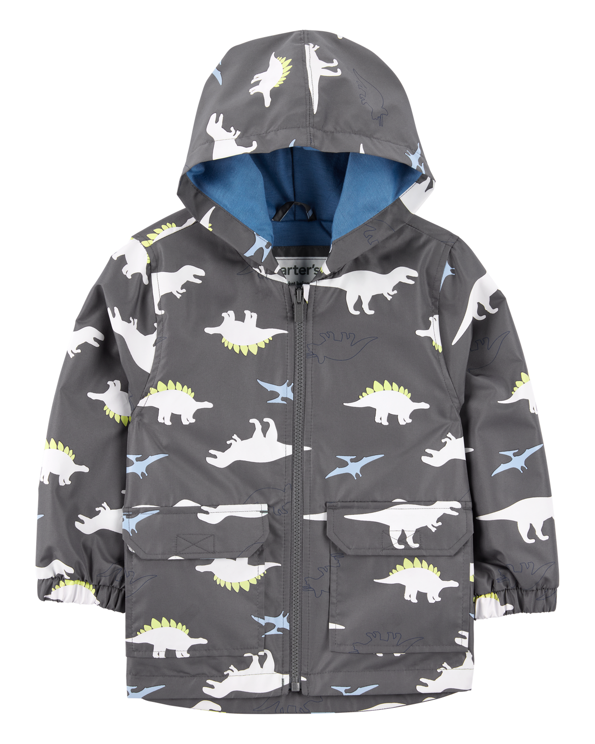raisin2  Toddler Dinosaur Color Changing Rain Jacket - Grey