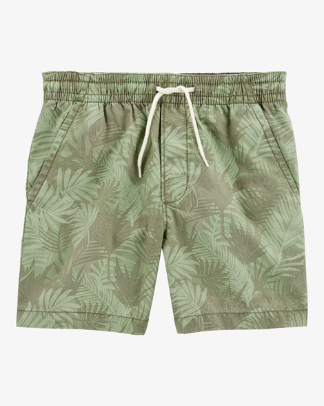 Kid Tropical Print Pull-On Bermuda Short - Green