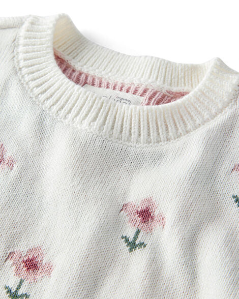 Baby 2-Piece Organic Cotton Sweater Knit Set in Cosmos Garden Print