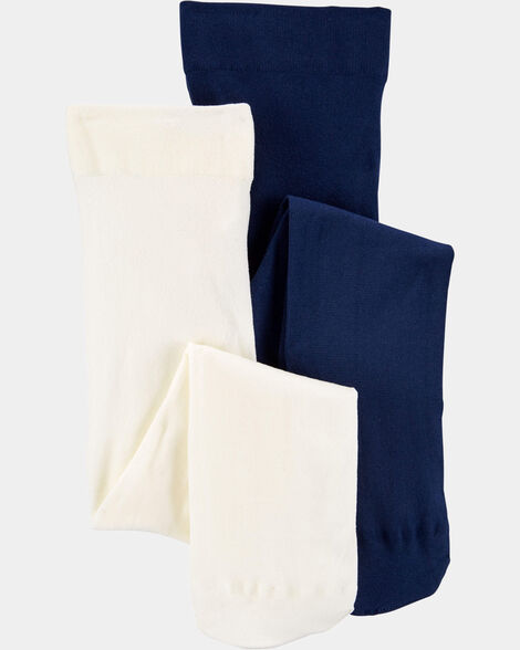 baby girl 2-pack tights - navy/ivory