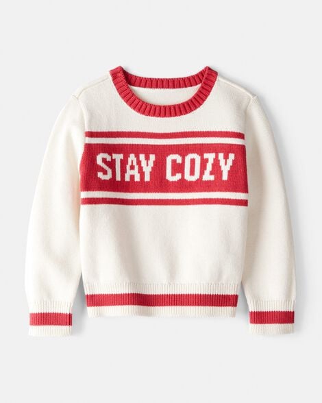 toddler stay cozy sweater - red/cream