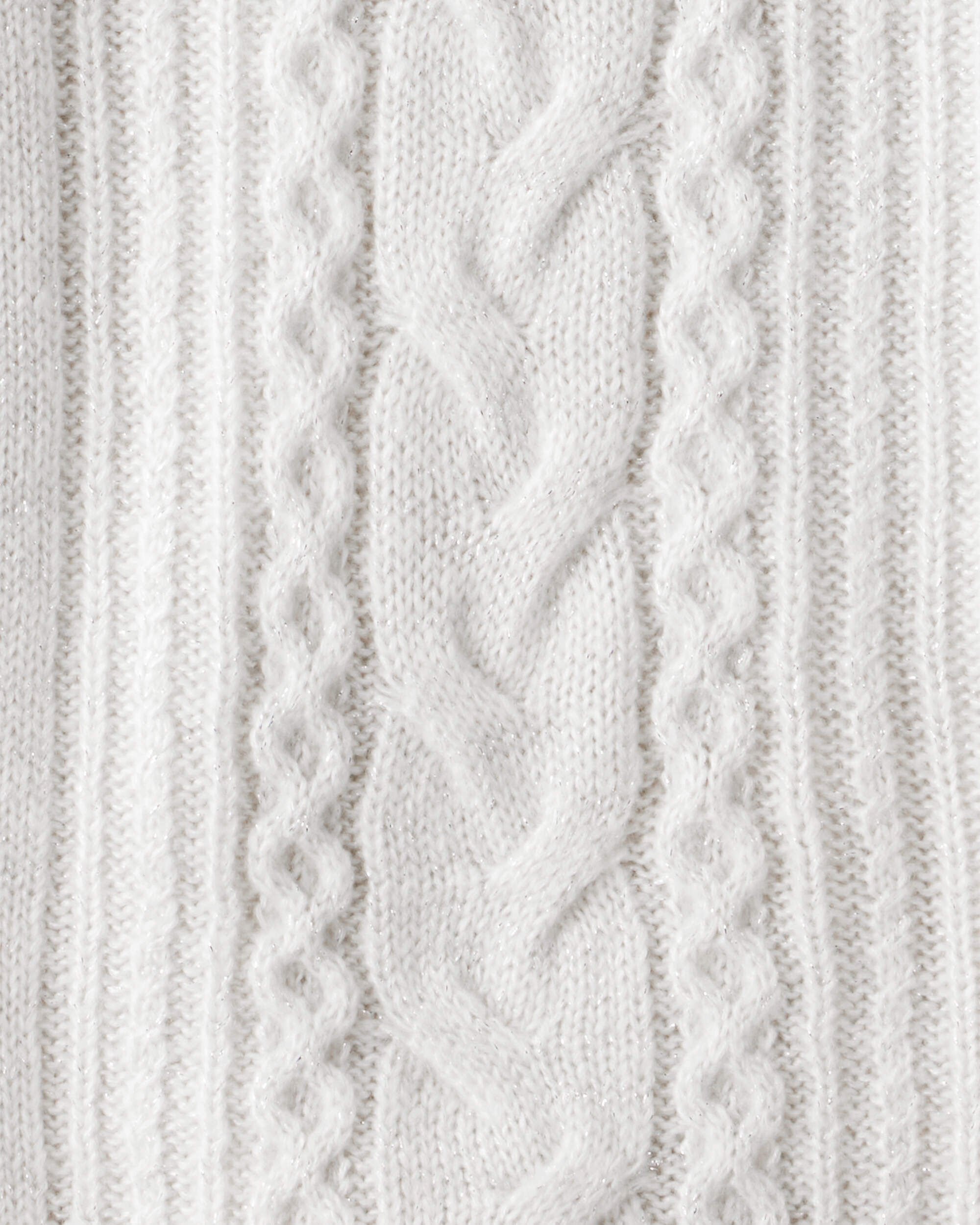 Girls Cable Knit Long-Sleeve Dress - Ivory