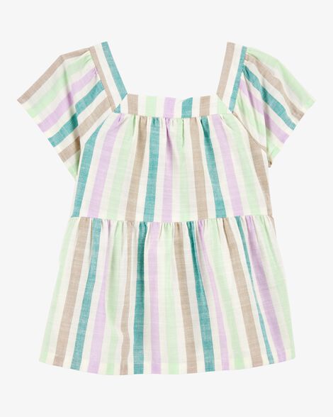  Product image 1 of Toddler Striped Short-Sleeve Linen Look-alike Fashion Top