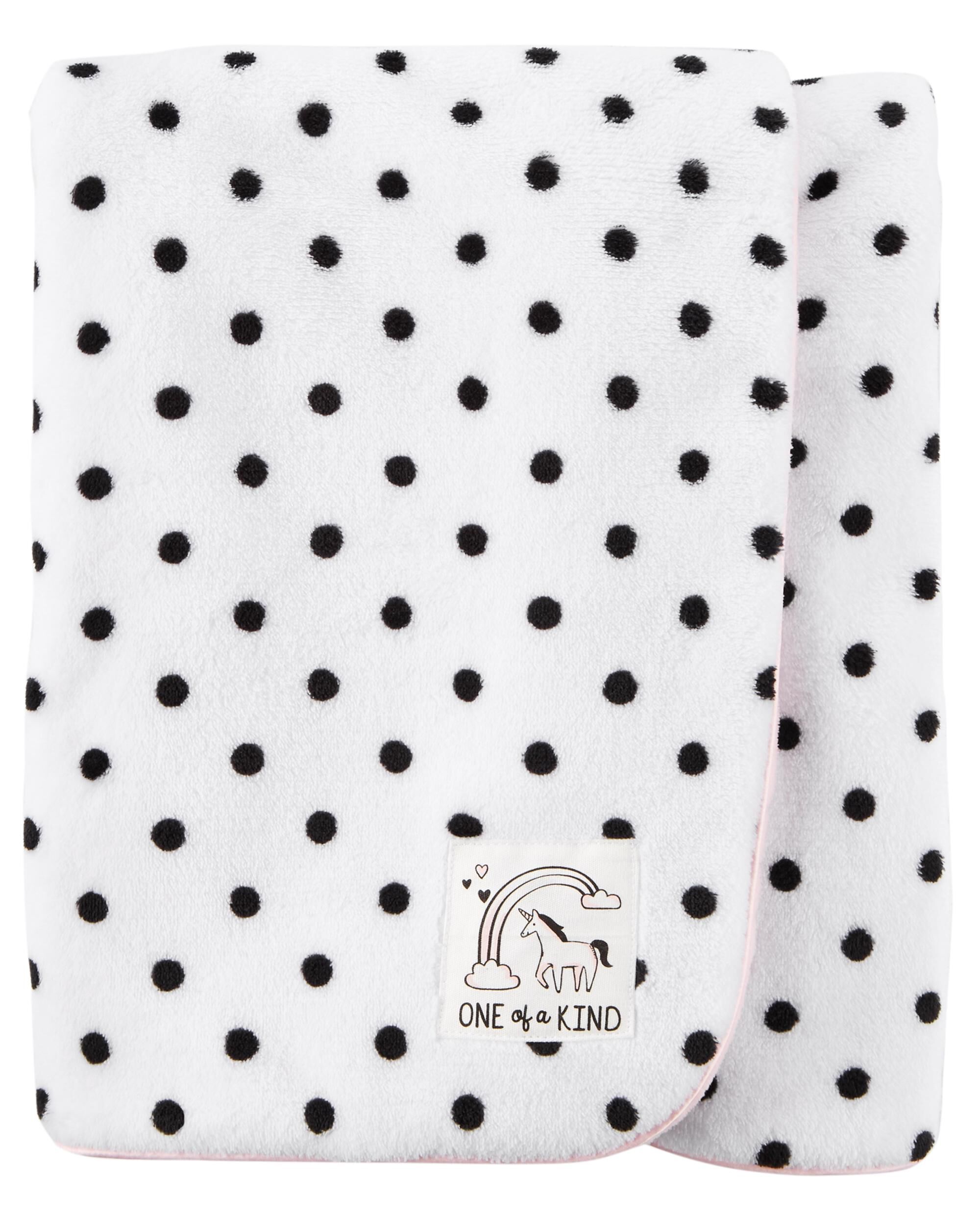 carter's pink and white polka dot blanket