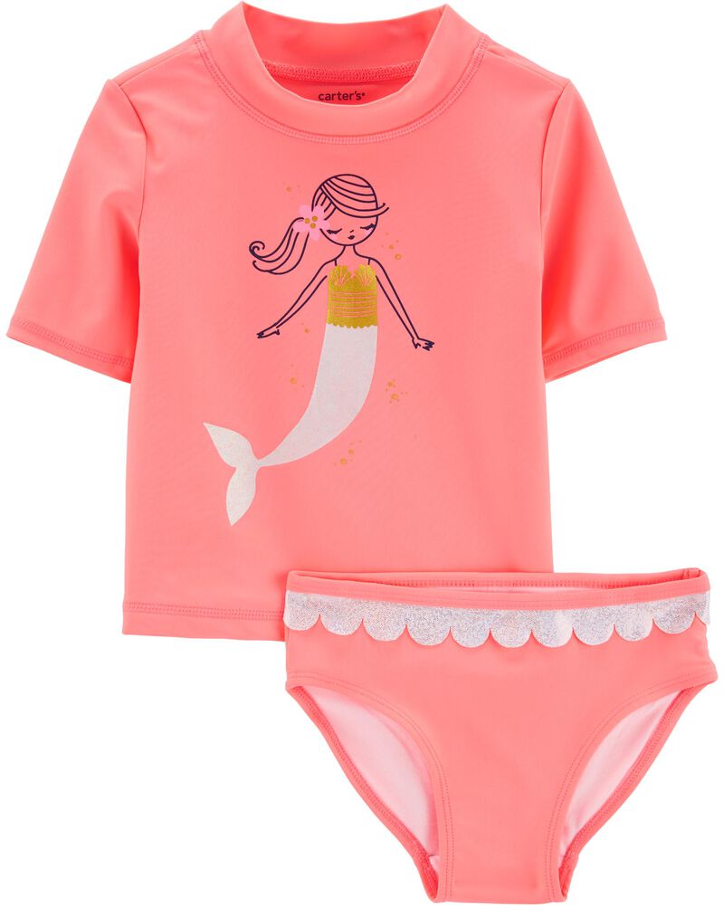 Carter S Glitter Mermaid 2 Piece Rashguard Set Carters Com