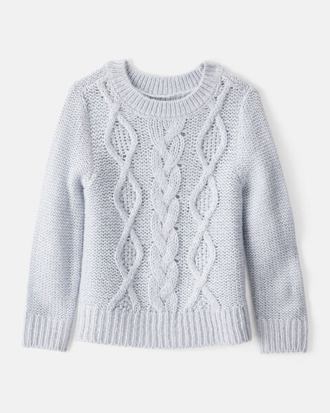 Toddler Girl Metallic Cable Knit Long-Sleeve Sweater - Blue