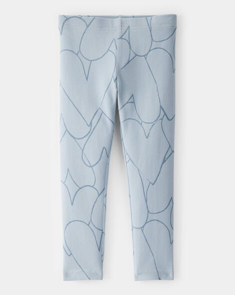 toddler girl cotton heart stretch leggings - blue