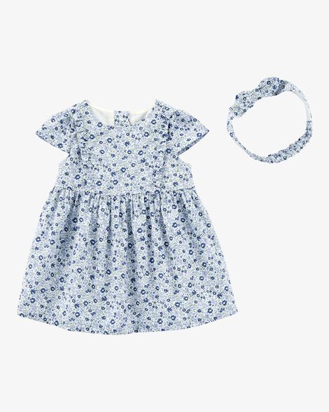 Product image 1 of Baby Floral Print Dress and Headwrap Set