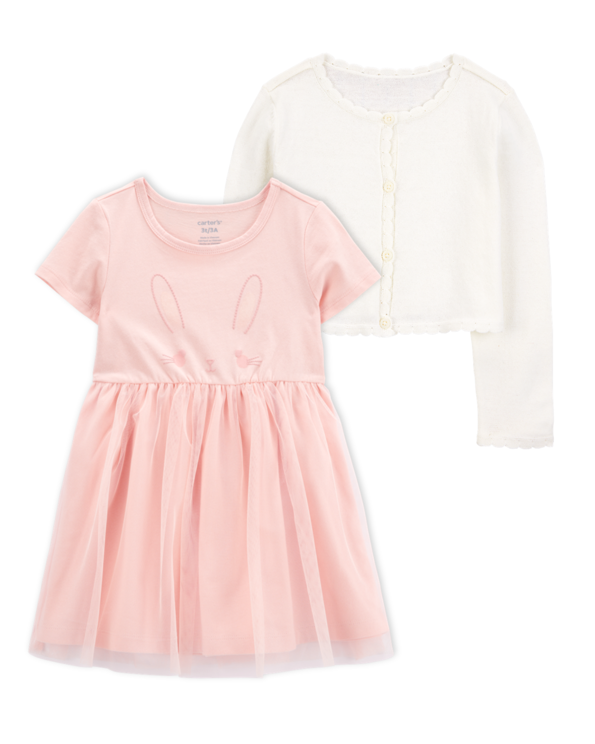 Toddler 2-Piece Bunny Tutu Dress & Wave Trim Cardigan Toddler 2-Piece Bunny Tutu Dress & Wave Trim Cardigan