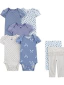 Multi - Baby 7-Piece Short-Sleeve Bodysuits & Pull-On Pants Set, Selected