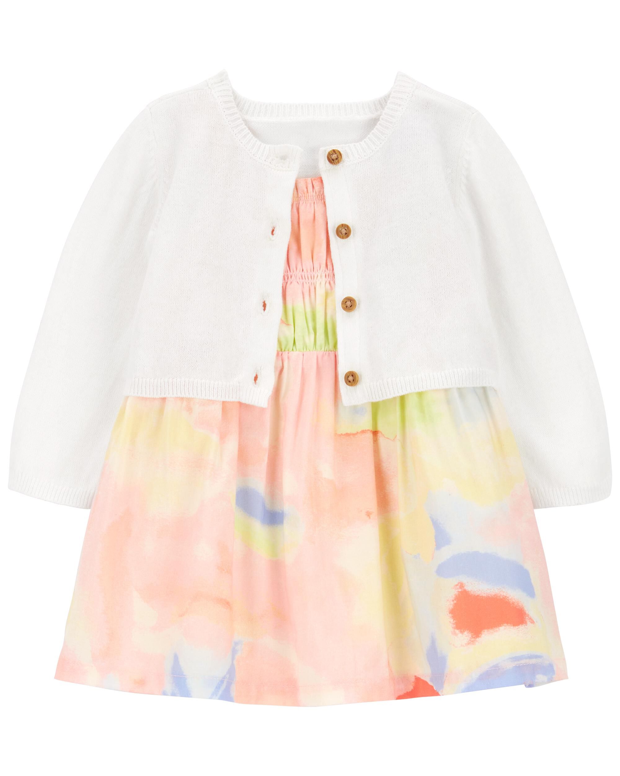 Baby dress and cardigan set hotsell