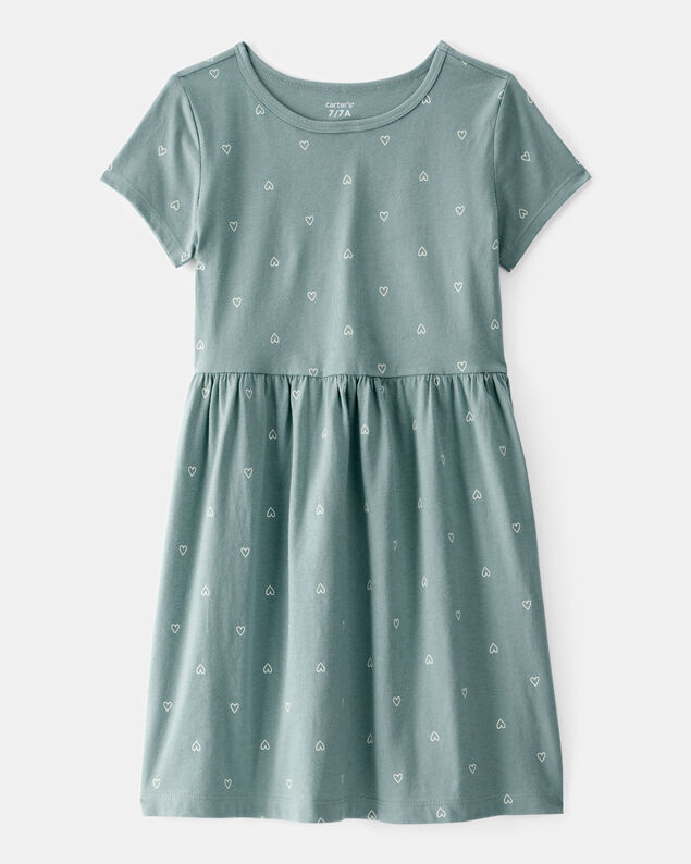 Product image 1 of Girls Heart Print Short-Sleeve Dress - Green