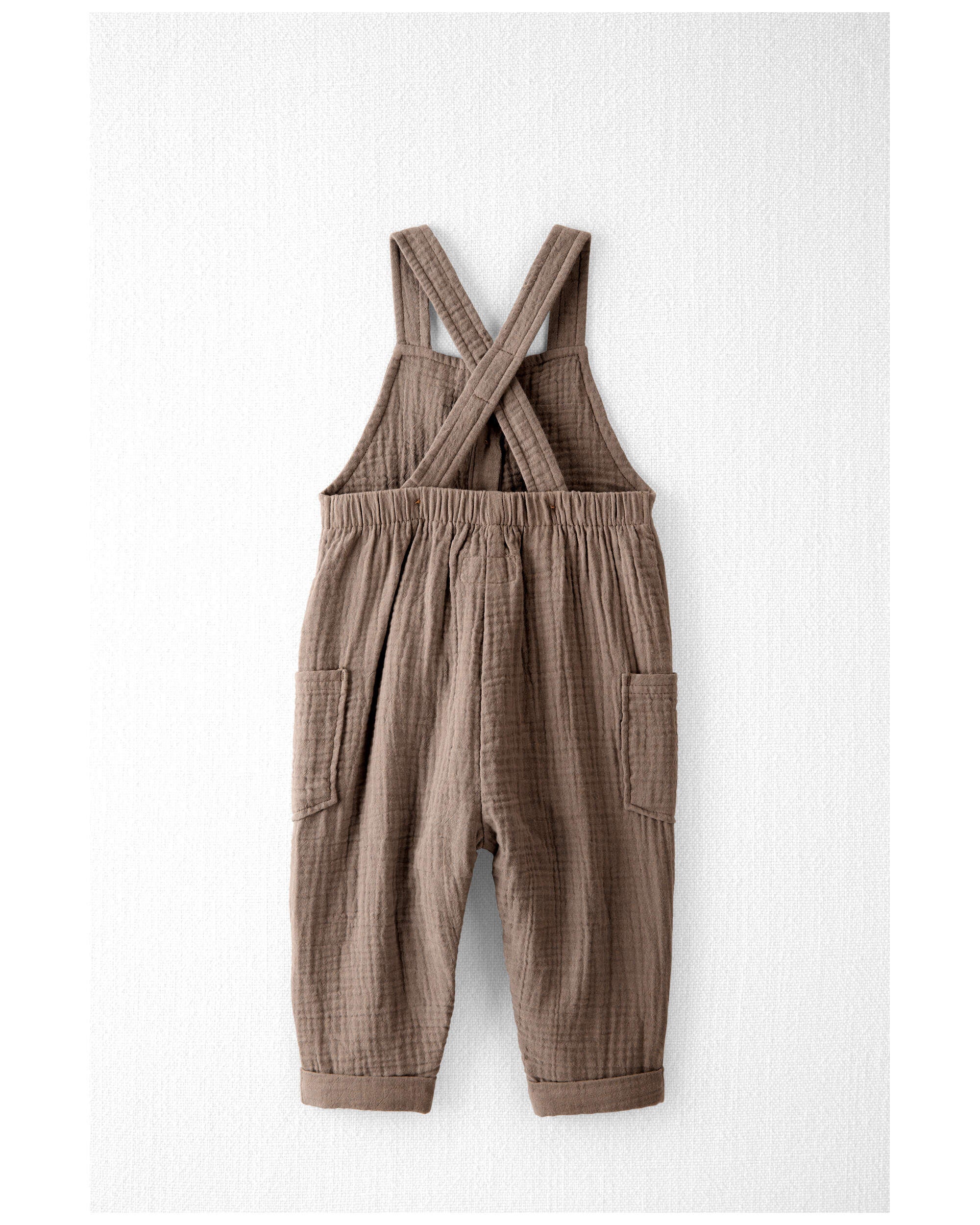 Baby Organic Cotton Gauze Overalls in Taupe - Little Planet | Carter's