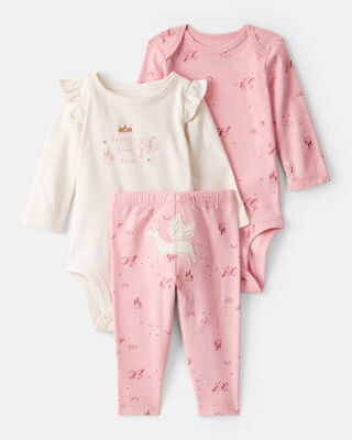 Baby Girl 2-Piece Fruit Print Cotton Long-Sleeve Bodysuit & Pant Set - Blue