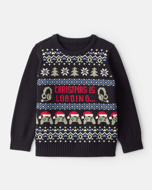 Product image 1 of Boys Fair Isle Long-Sleeve Sweater - Black