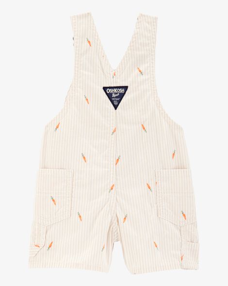  Product image 2 of Baby Carrot Print Striped Shortalls - Cream